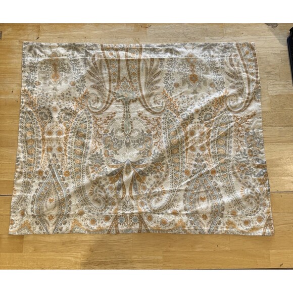 Pottery Barn Blythe Paisley Gold Ivory X2 Standard Pillow Shams Organic Cotton - Picture 2 of 12